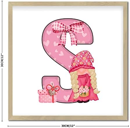 Personalized Wood Framed Sign Valentines Day Gnomes Initial Letter S