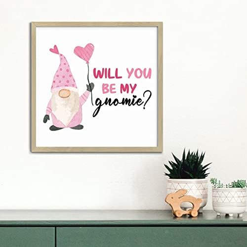 Valentines Day Gnomie Wood Framed Sign