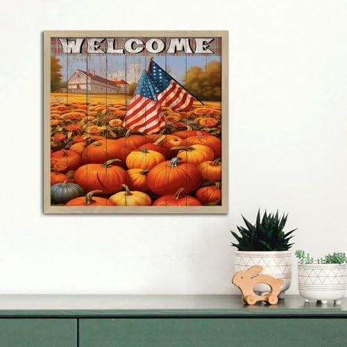 Welcome Wood Framed Wall Decor Sign 12x12in