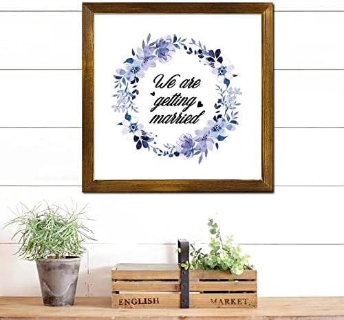 Farmhouse Rustic Wood Frame Wedding Sign Decor 12x12 Inch