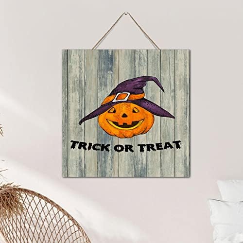 Trick Or Treat Halloween Wood Wall Sign 12x12 Inch 1