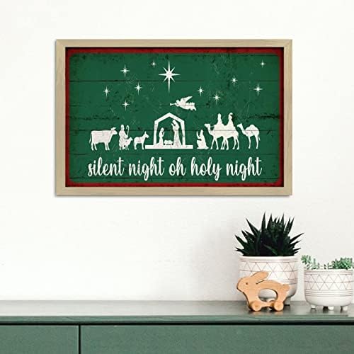 Merry Christmas Wall Art Decor Framed Wooden Sign 8x12in
