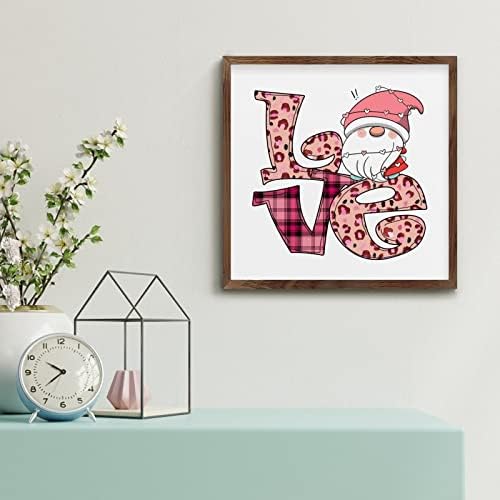 Valentine Gnome Love Letter Framed Wood Sign
