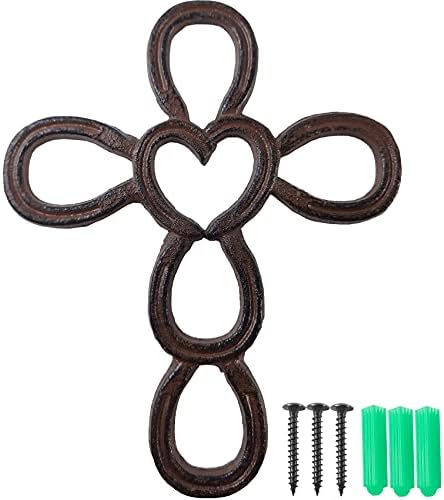RONYOUNG Cast Iron Wall Cross Dark Brown