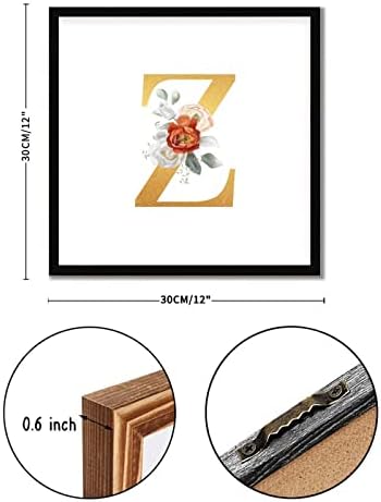 Elegant Rose Gold Initial Z Black Framed Wood Sign