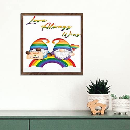 Personalized Framed Wood Sign LGBTQ Love Always Wins Wall Art