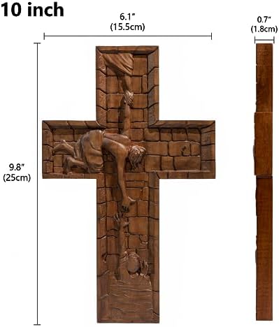 BGCOPPER 10 Inch Wooden Wall Cross with Hook
