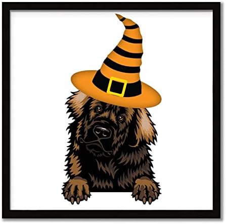 Halloween Decor Framed Wood Sign with Witch Hat