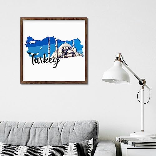 Rustic Framed Wooden Turkey Wall Decor Sign