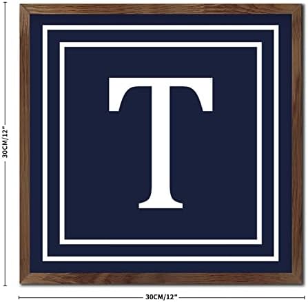 Initial Letter T Monogram Wall Decor Sign 12x12in