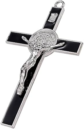 VINETEN Crucifix Wall Cross 4 Inch Black Enamel Catholic Decoration