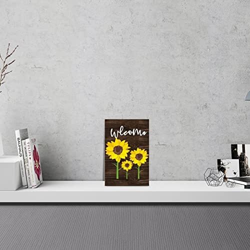 Distressed Wood Wall Art 8x12 Inch Sunflower Sign