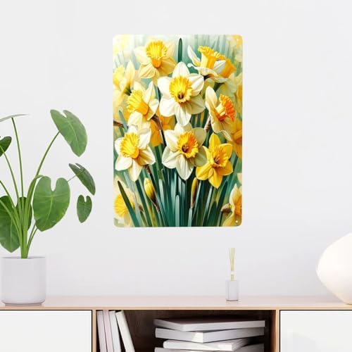 Bright Daffodil Metal Tin Wall Art 12x16inch Decor Sign