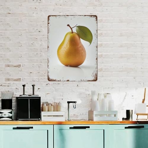 Yellow Pear Fruit Farmhouse Wall Art Metal Plaque