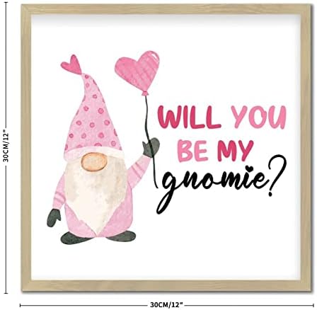 Valentines Day Gnomie Wood Framed Sign