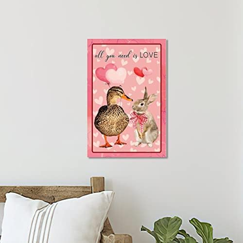 All You Need is Love Wood Plaque Duck Rabbit Valentine Wall Art