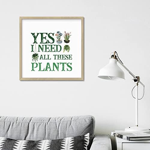 Funny Plant Lover Wall Art Sign 12x12in Wood Frame
