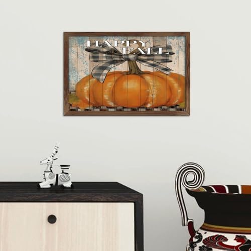 Rustic Wood Framed Wall Art Sign Happy Fall Decor