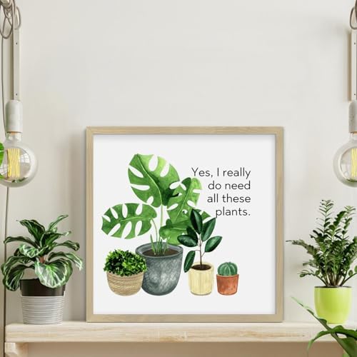 Rustic Wood Framed Plant Sign Gallery Wall Decor