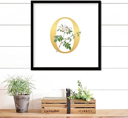 Farmhouse Rustic Wood Frame Sign With Gold Initial