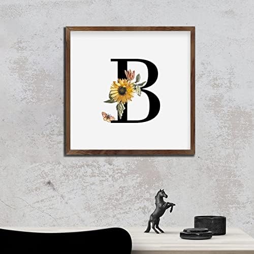 Nintydays Black Monogram Initial Letter B Wooden Wall Table Sign