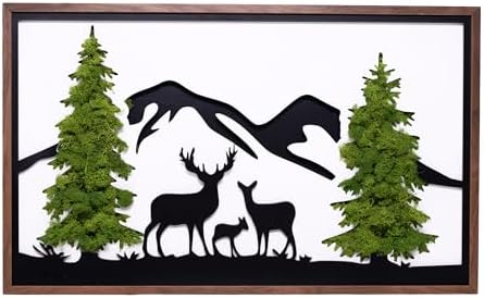 ETICIAN Deer Wall Pediment Metal Art Moss Decor