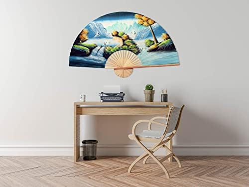 Chinese Cranes Giant Folding Wall Fan Decor Art