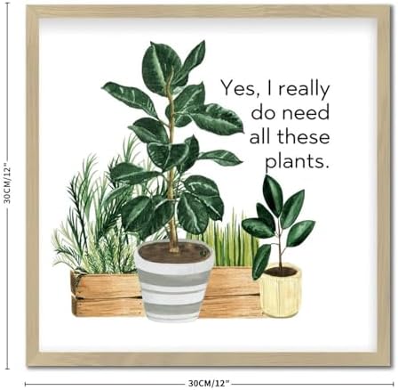 Cute Wood Wall Art Sign for Plant Lovers 12x12in