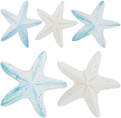 CREATCABIN 5pcs Wood Starfish Wall Decor Set