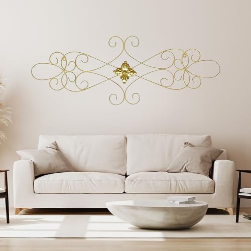 Bellaa 23226 Gold Metal Wall Scroll Art Medallion Plaque