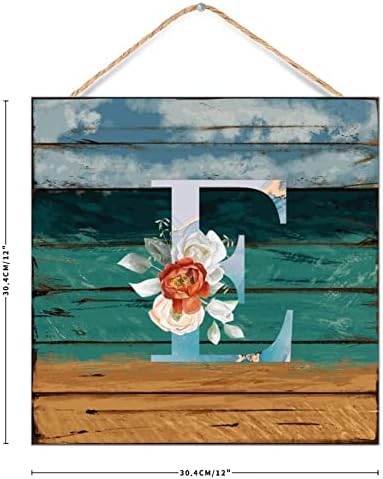 Initial Letter E Blue Monogram Wood Wall Sign