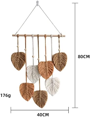 Macrame Wall Hanging with Colorful Leaf Tassels