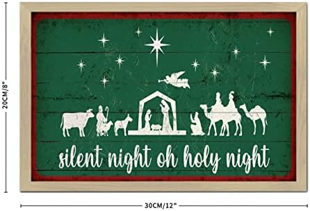 Merry Christmas Wall Art Decor Framed Wooden Sign 8x12in
