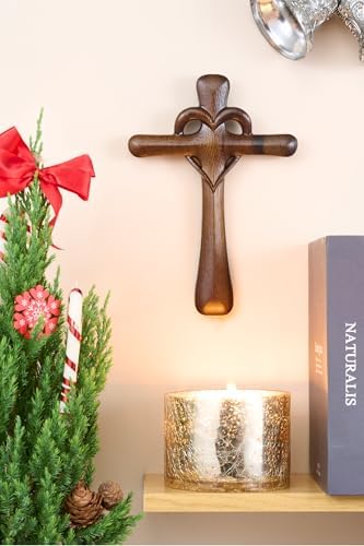 DAICAT Hand-Carved Wooden Cross Wall Decor 10 Inch