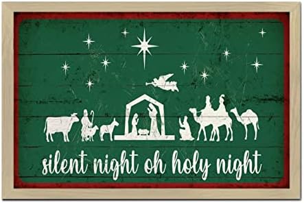 Merry Christmas Wall Art Decor Framed Wooden Sign 8x12in