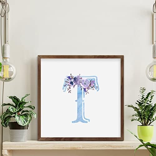 Inspirational Framed Wall Art Sign with Initial Letter T
