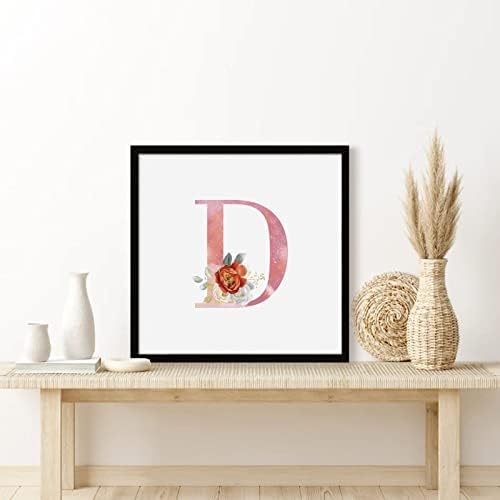 Farmhouse Rustic Wood Frame Sign with Pink D and White Rose