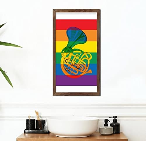 LGBTQ Pride Wood Wall Sign Rainbow Tuba Design