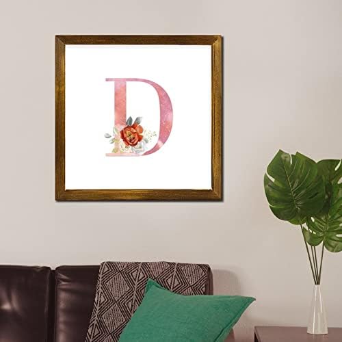 Pink Letter Peony Wall Sign with Initial D
