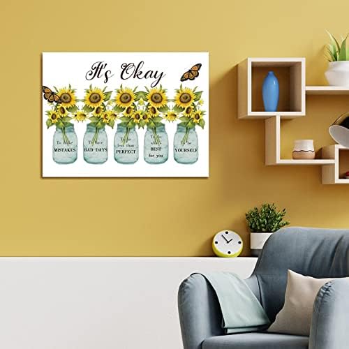 Wooden Sign with Sunflowers Vase and Butterfly