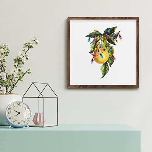 Christmas Pears Wood Sign Wall Decor 12x12