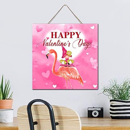 Flamingo Gnome Valentine Wall Plaque 12x12 Inch
