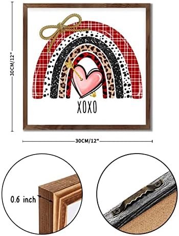Romantic Heart Rainbow XOXO Framed Wood Wall Sign Home Decor