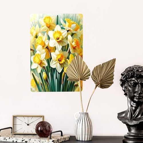 Bright Daffodil Metal Tin Wall Art 12x16inch Decor Sign