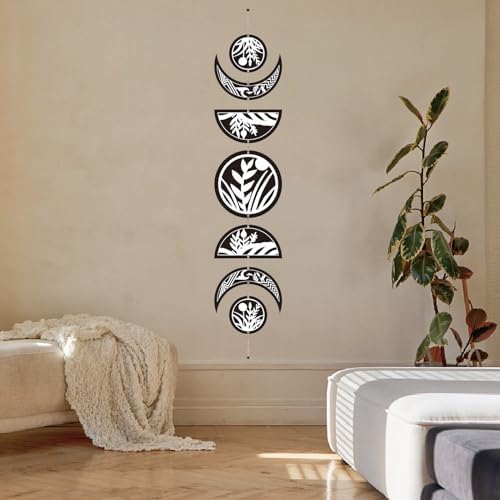 7Pcs Moon Phase Wall Decor Boho Wood Art