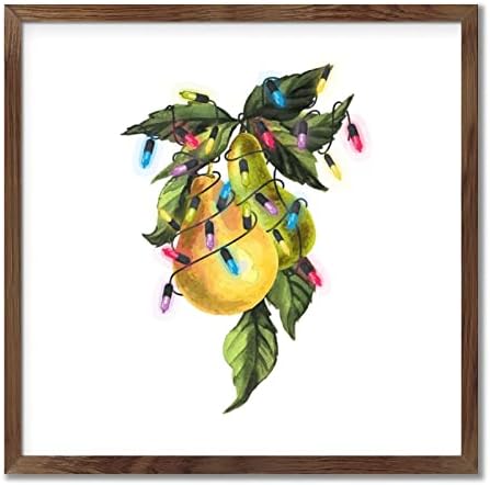 Christmas Pears Wood Sign Wall Decor 12x12
