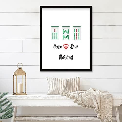 Mahjong Tiles Wall Art Black Table Sign 16x20in Framed