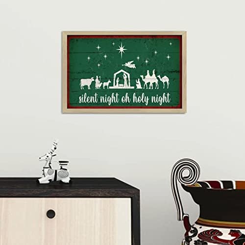 Merry Christmas Wall Art Decor Framed Wooden Sign 8x12in
