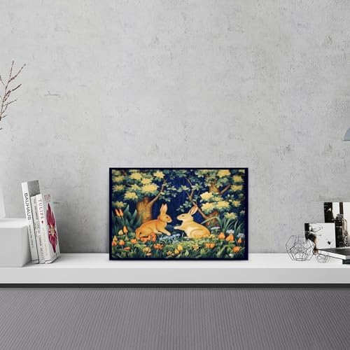 Rabbit Forest Hares Wood Wall Sign 12x18 Inch 1