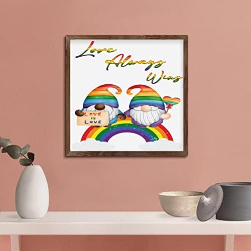 Personalized Framed Wood Sign LGBTQ Love Always Wins Wall Art